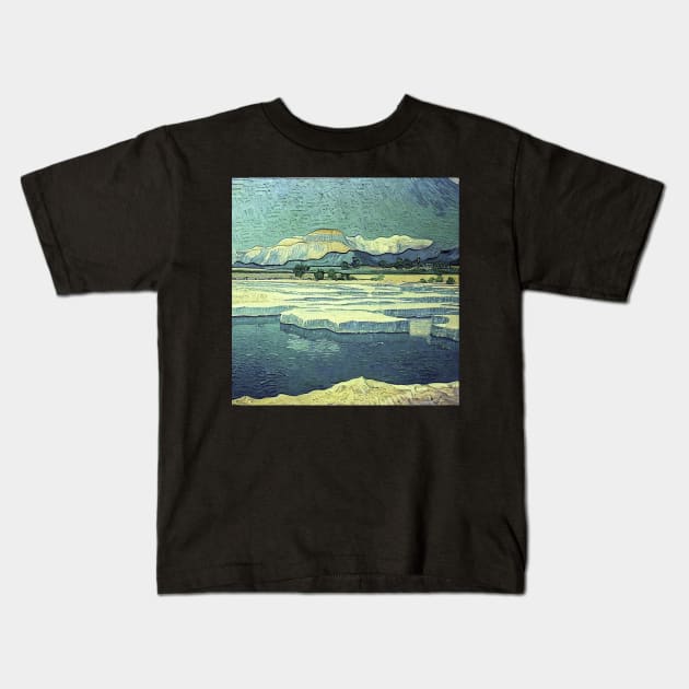 Pamukkale in Van Gogh's style Kids T-Shirt by Classical